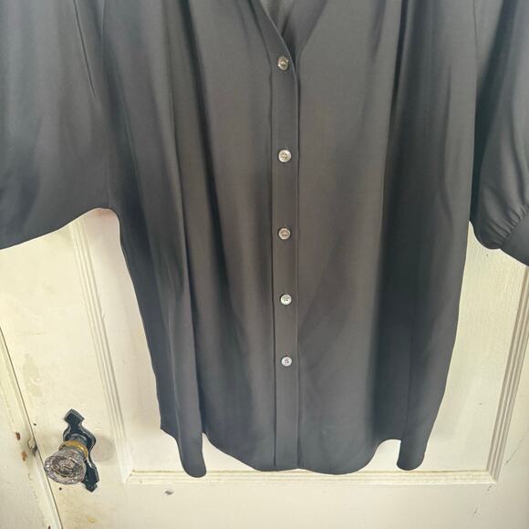 Lafayette 148 NY Silk Split Sleeve Button Down Blouse Top Career Designer 10 Ten - Picture 6 of 12